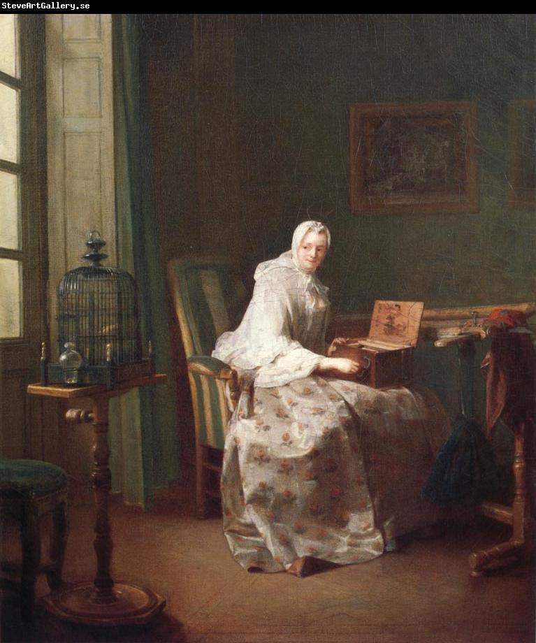 Jean Baptiste Simeon Chardin Lady with a bird-organ